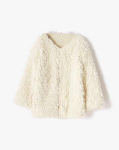 Chaqueta peluche regular crema niña