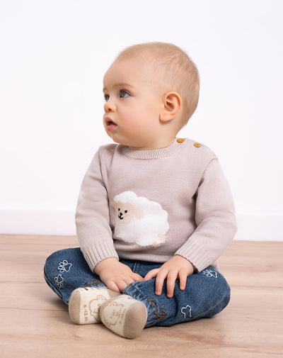 Buzo tejido beige bebé unisex