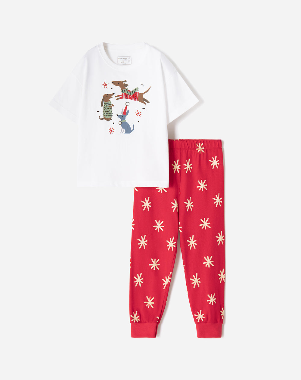 Pijama regular fit manga corta rojo estampado