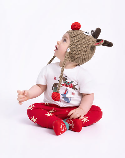 Pijama camiseta + pantalón algodón estampado navidad bebé unisex