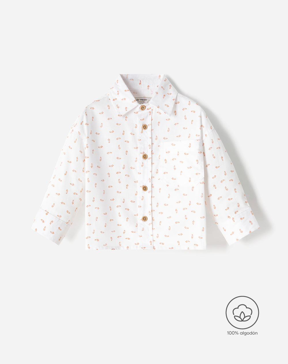 Camisa manga larga algodón blanca bebé