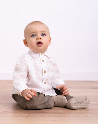 Camisa manga larga algodón blanca bebé