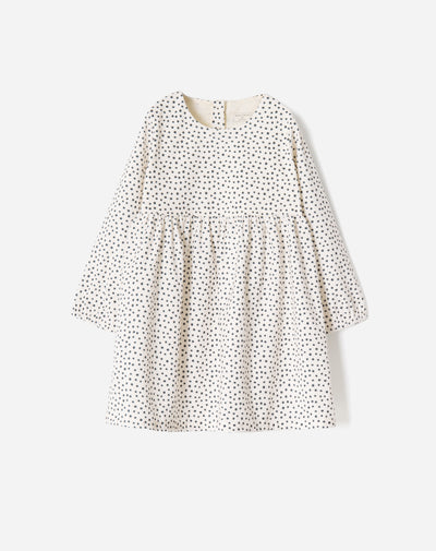 Vestido medio beige estampado