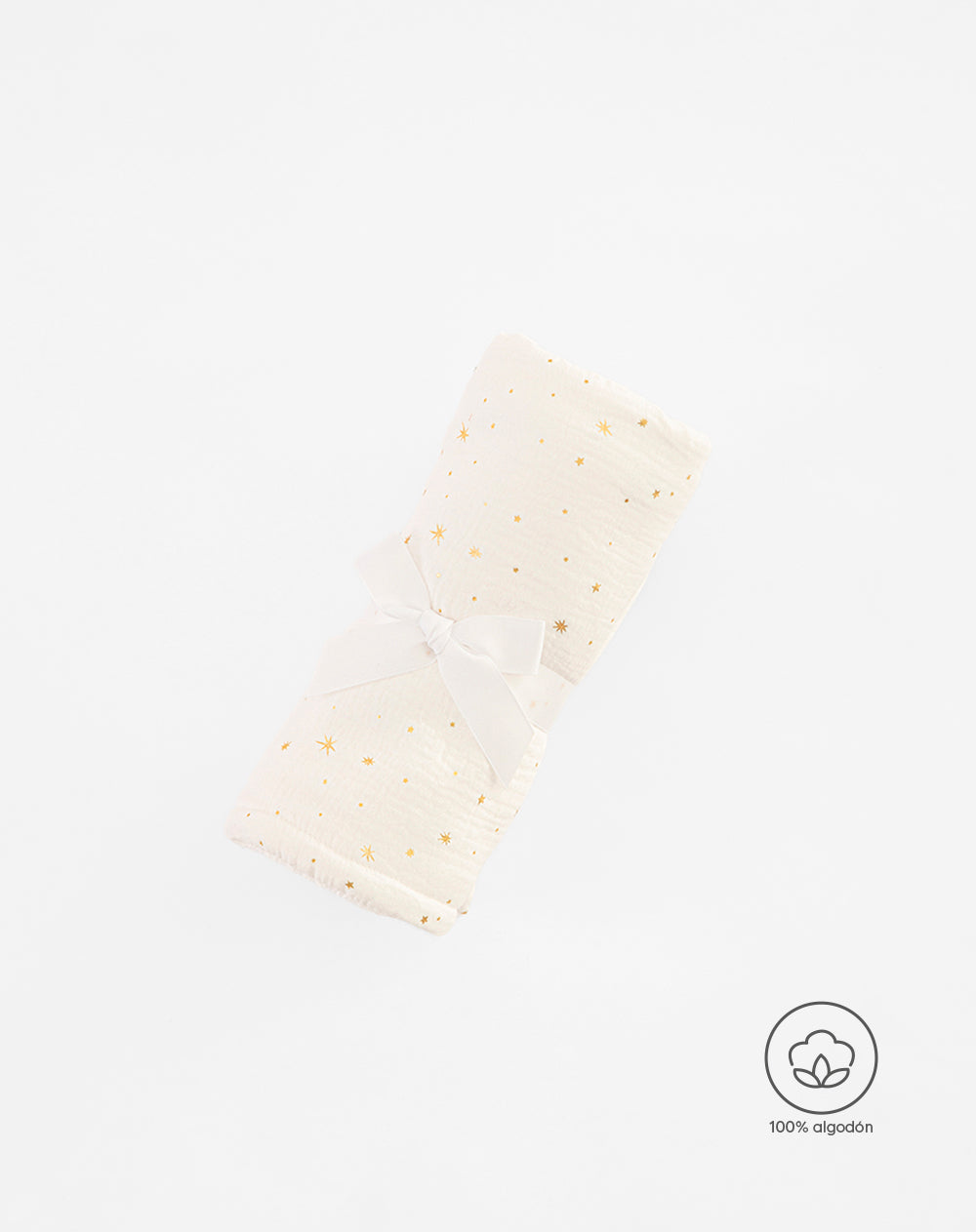 Cobija blanco con estampado dorado