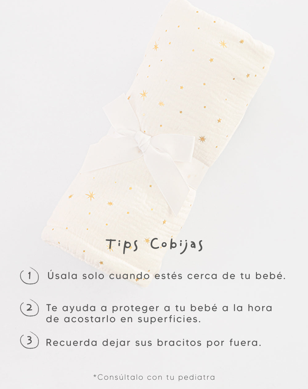 Cobija blanco con estampado dorado