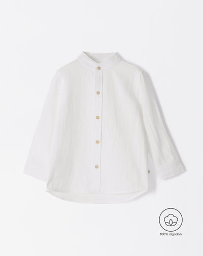 Camisa regular fit manga larga blanca