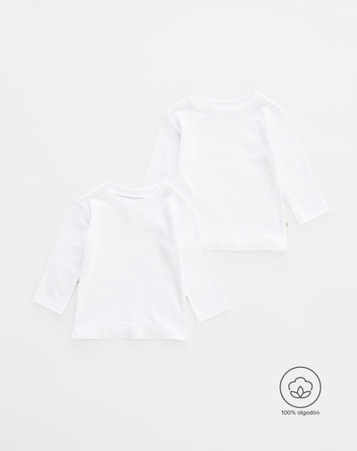2 camisetas fitted fit manga larga blanca