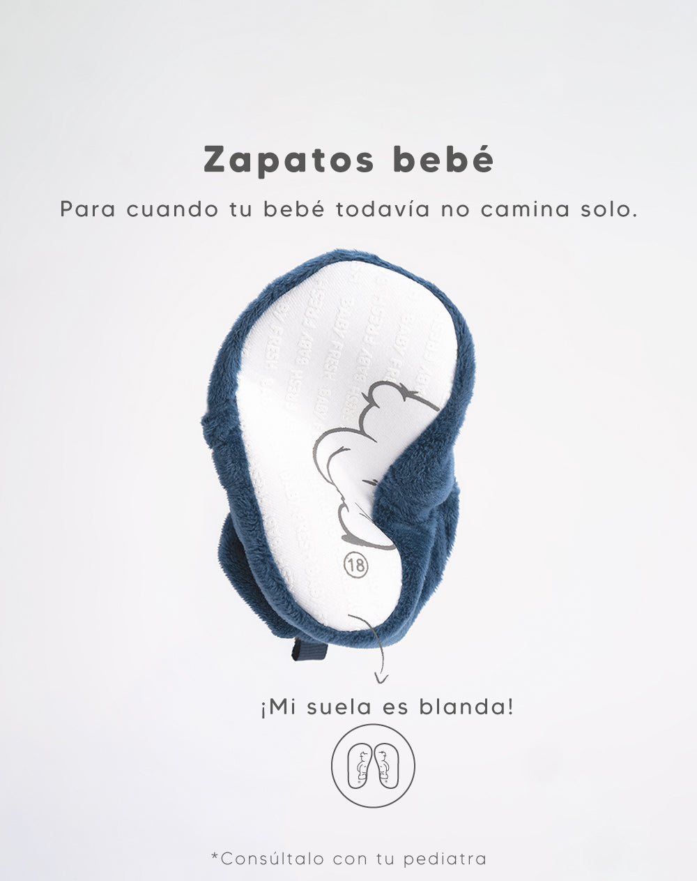 Botines escarpines suela blanda azul bebé niño