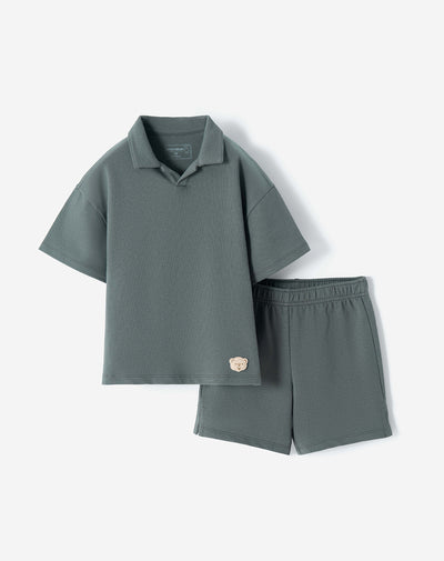 Conjunto camiseta + bermuda verde niño