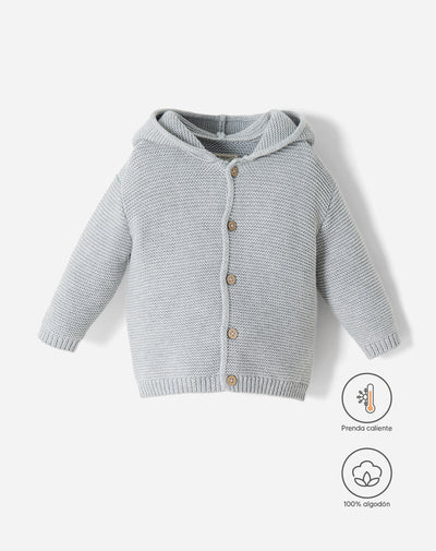 Buzo tejido regular gris bebé niño