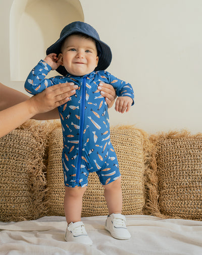 Vestido de baño manga larga protección UV estampado bebé niño
