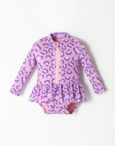 Vestido de baño lila estampado