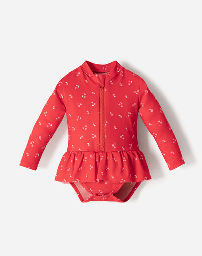 Vestido de baño manga larga protección UV estampado bebé niña