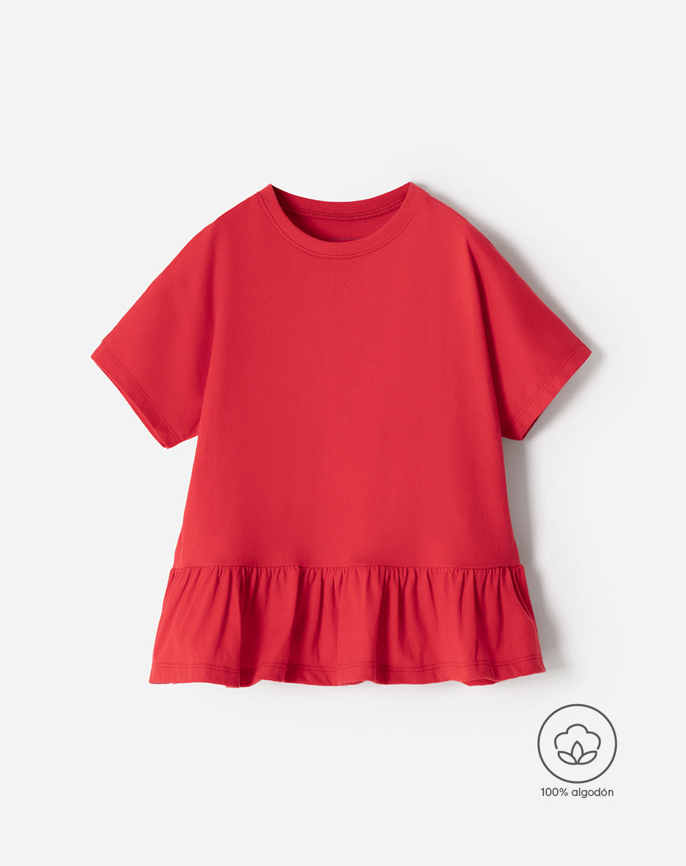 Camiseta oversize algodón roja niña