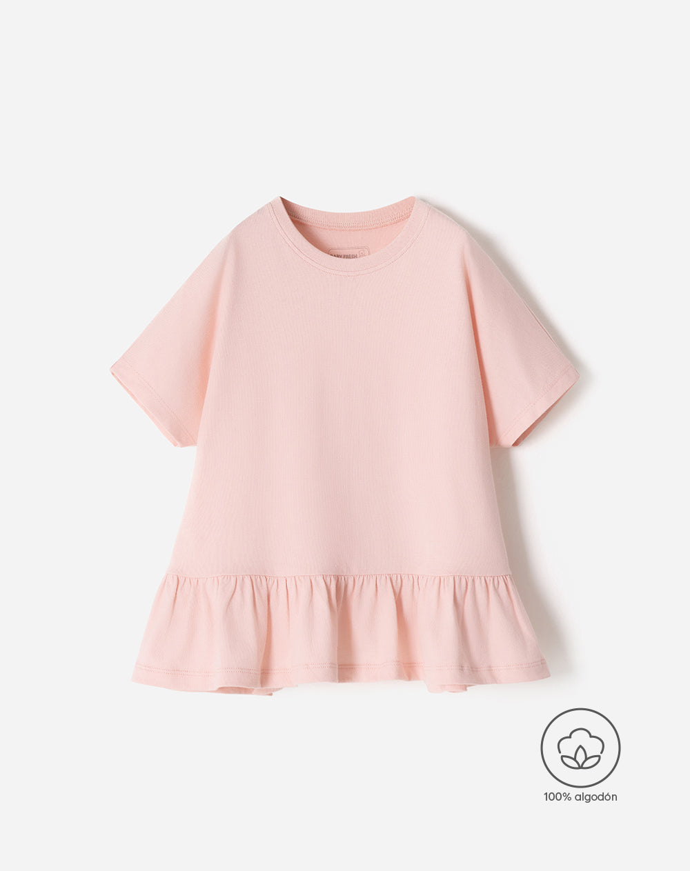 Camiseta oversize algodón rosada niña