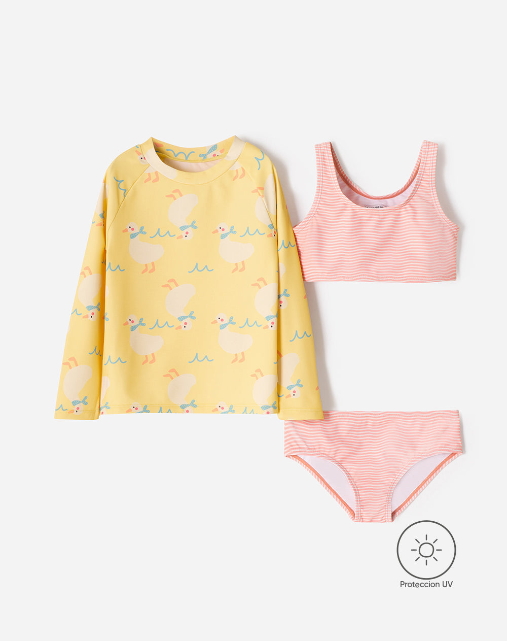 Vestido de baño 3 piezas protección UV estampado niña