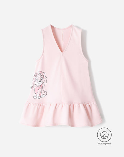 Vestido midi algodón Paw Patrol rosado niña