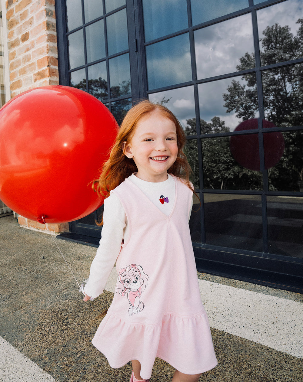 Vestido midi algodón Paw Patrol rosado niña