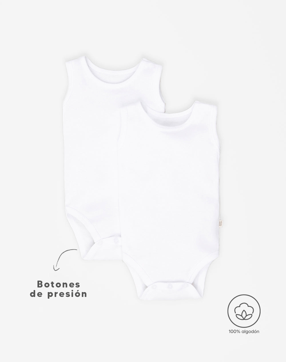 2 bodys cuello redondo manga sisa blanco