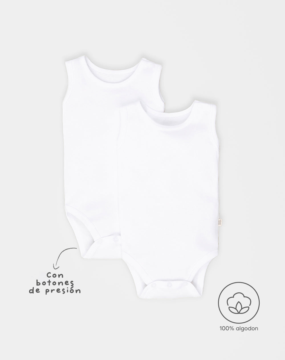 2 bodys cuello redondo manga sisa blanco