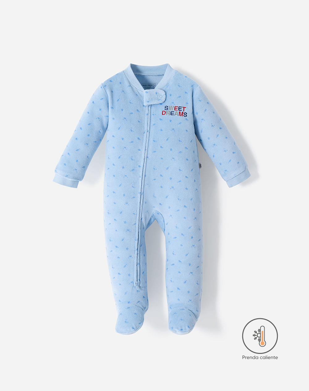 Pijama regular fit manga larga azul estampada