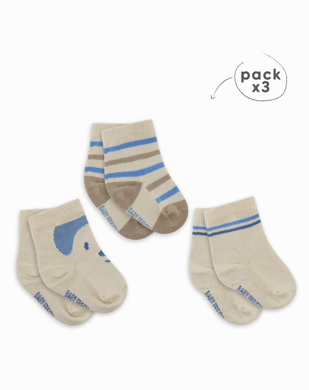 Medias bebé niño algodón largas pack x3 surtido