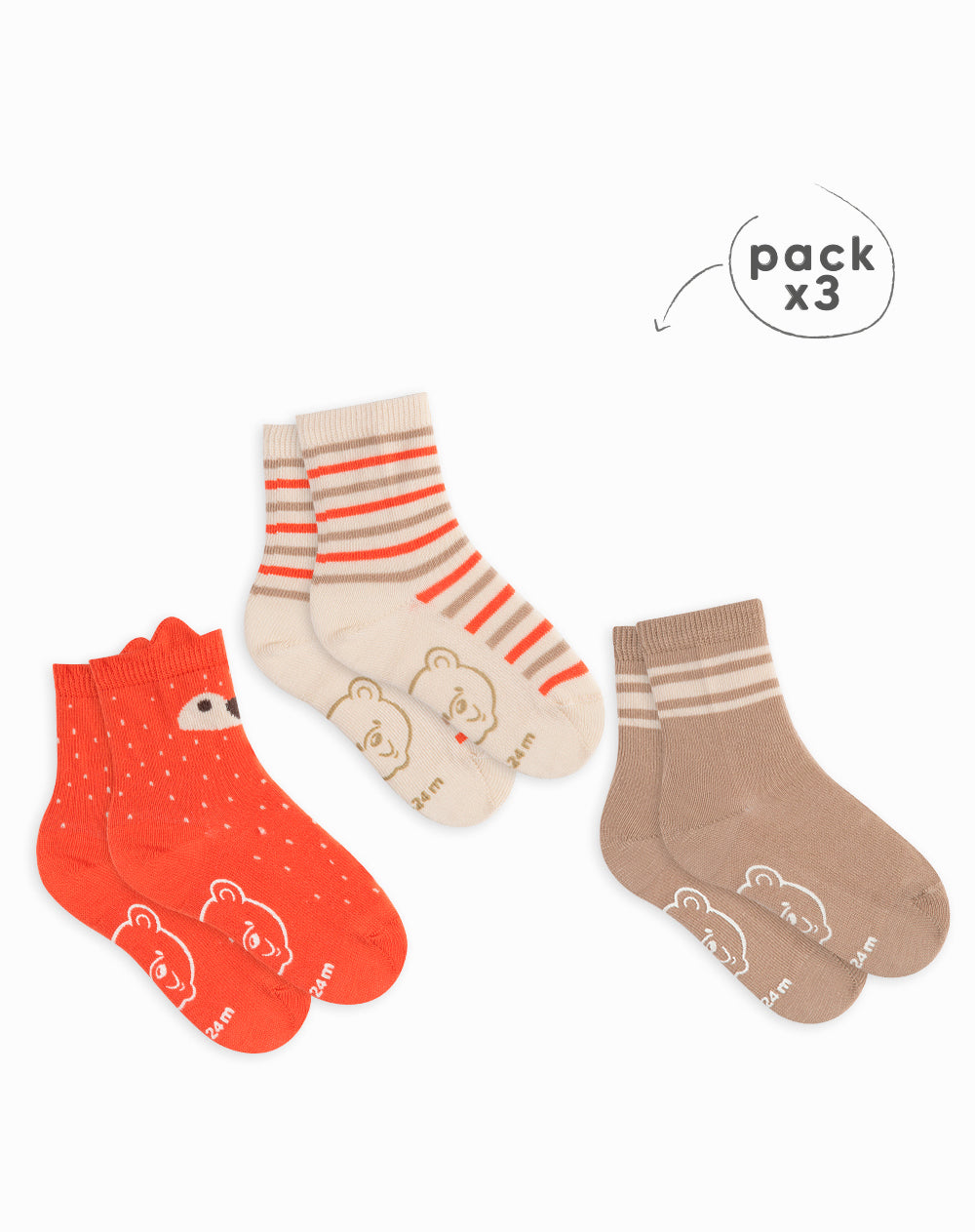 Medias bebé niño algodón largas pack x3 surtido