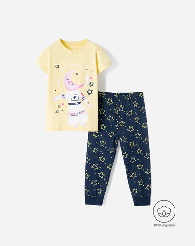 Pijama camiseta + pantalón algodón niña