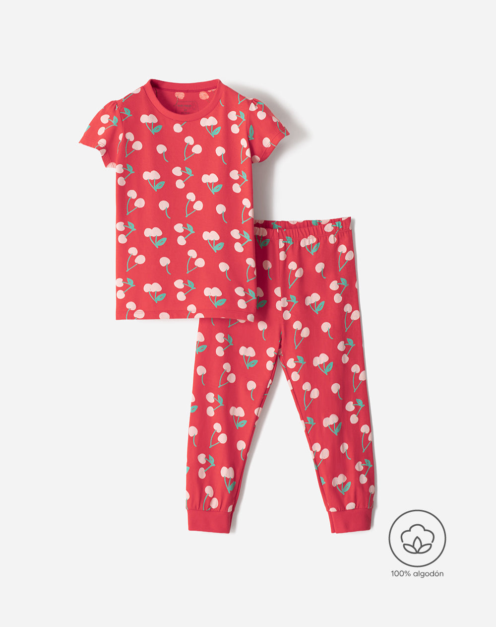 Pijama fitted fit manga corta rojo estampado
