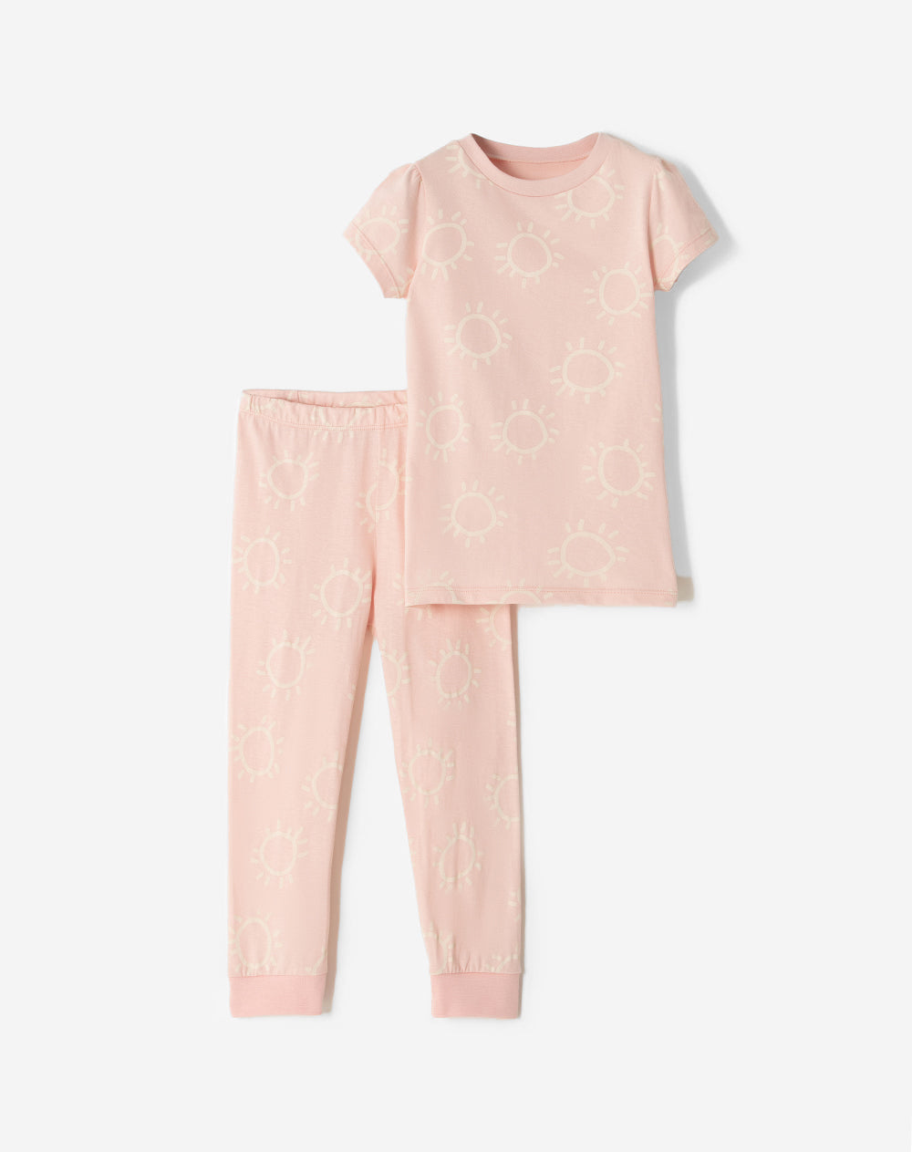 Pijama fitted fit manga corta rosada estampada
