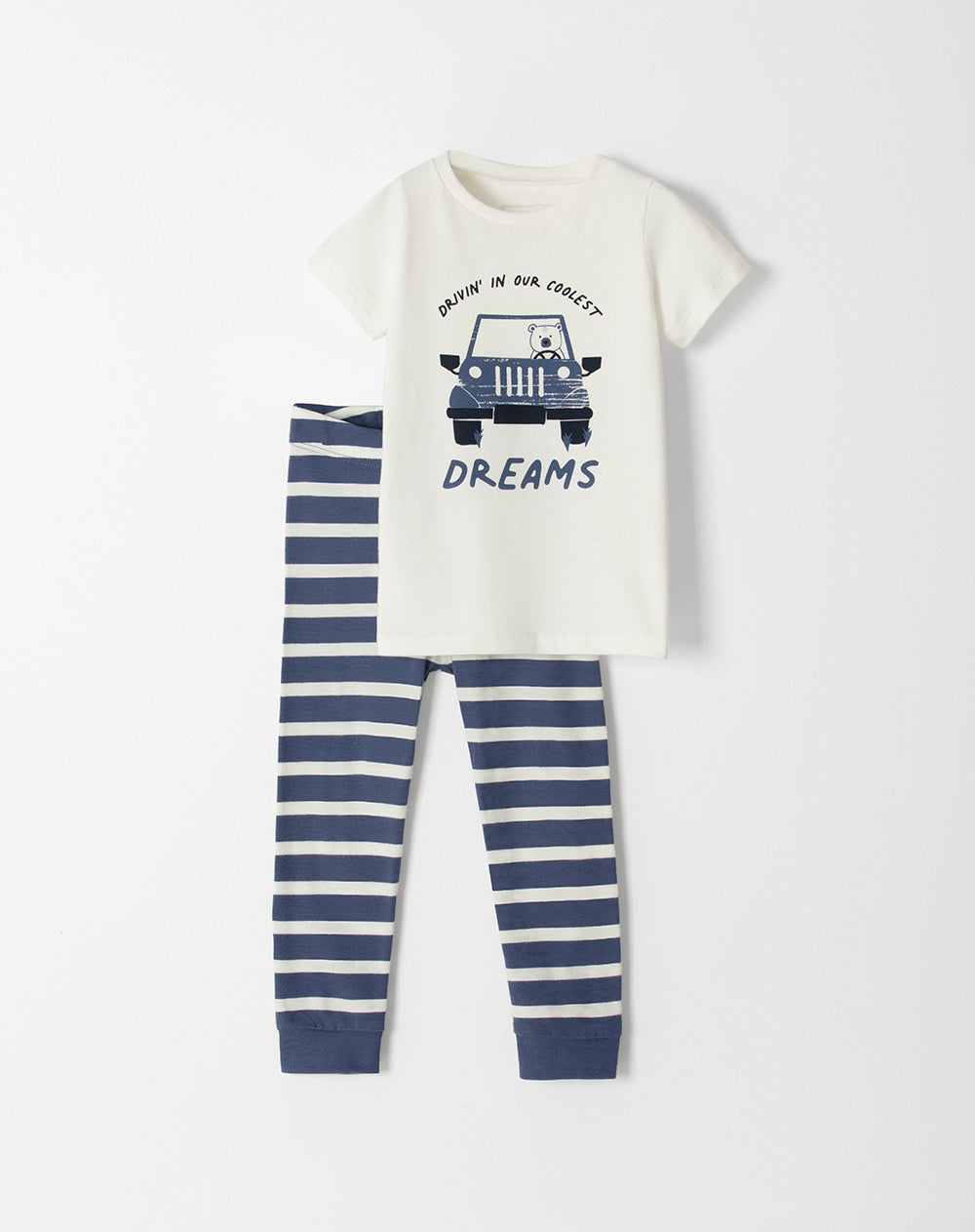 Pijama fitted fit manga corta azul con rayas