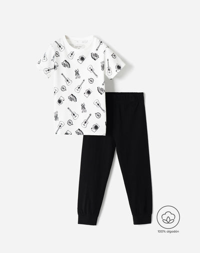 Pijama fitted fit manga corta negra