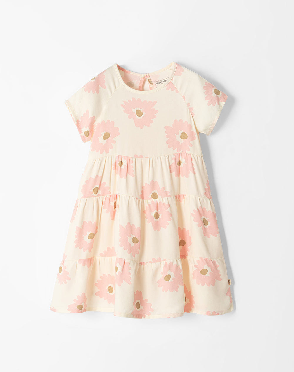 Vestido medio beige estampado