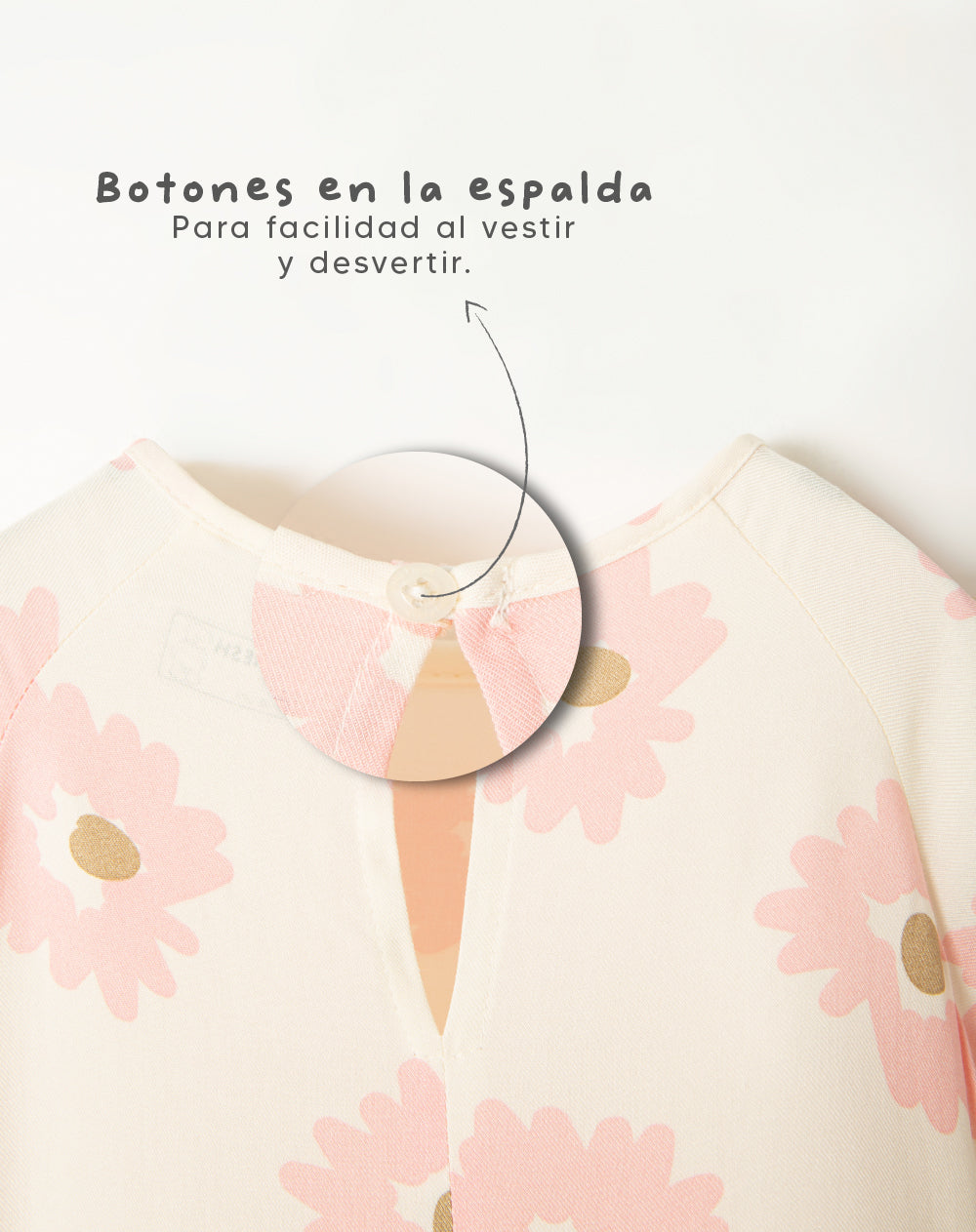 Vestido medio beige estampado