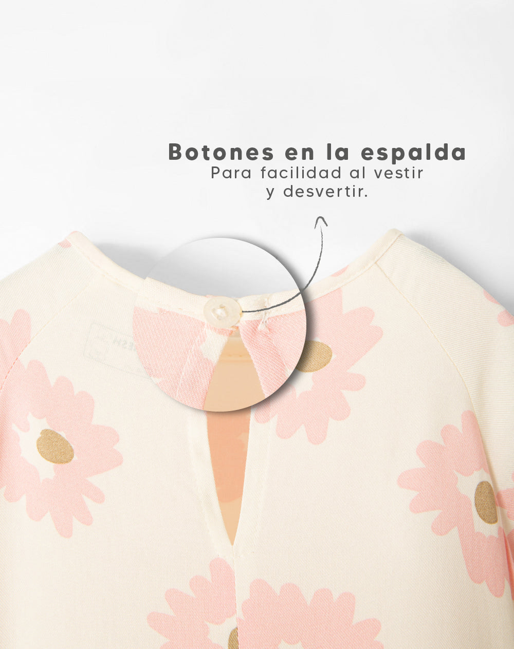 Vestido medio beige estampado