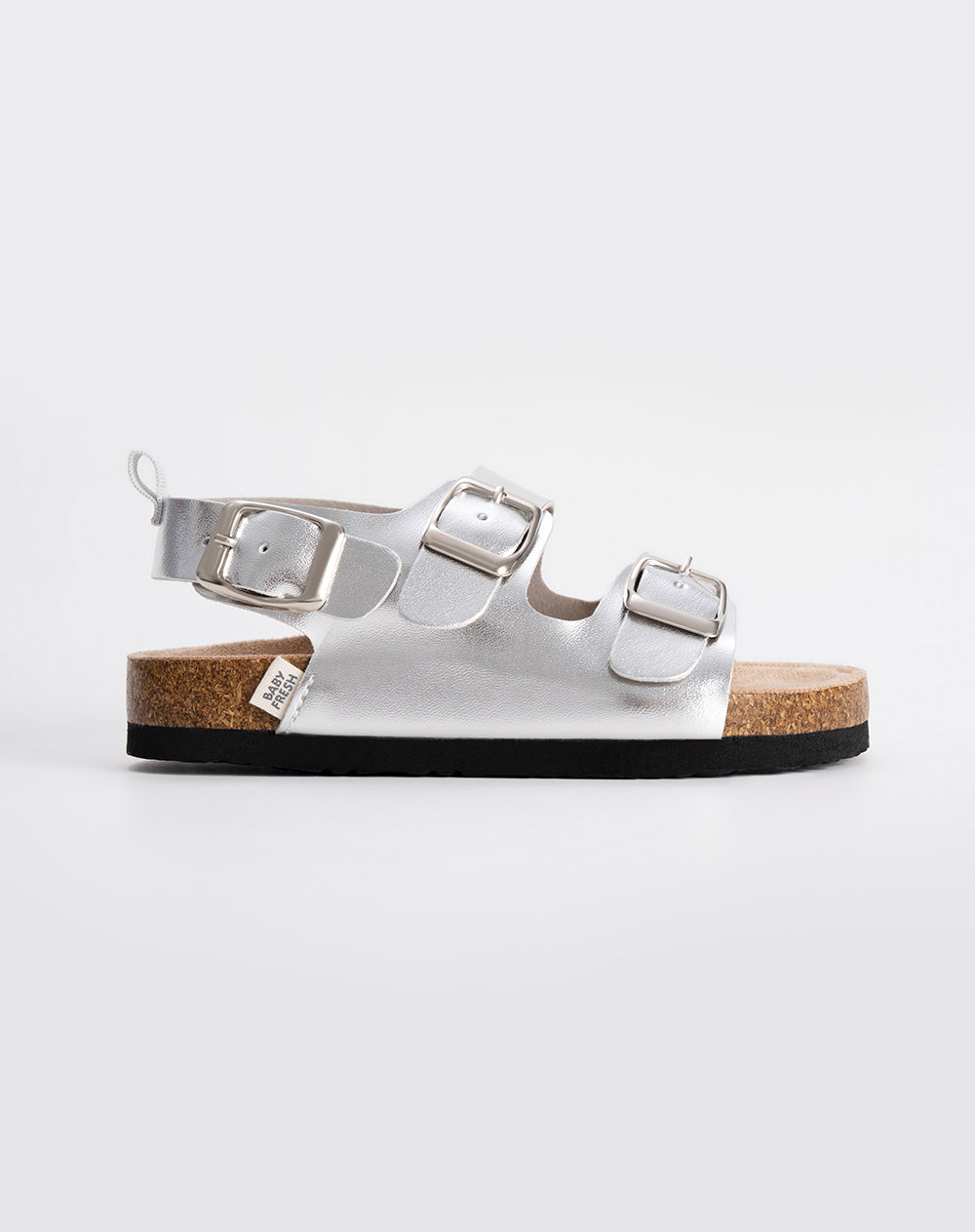 Sandalias tipo birkenstock plateadas niña
