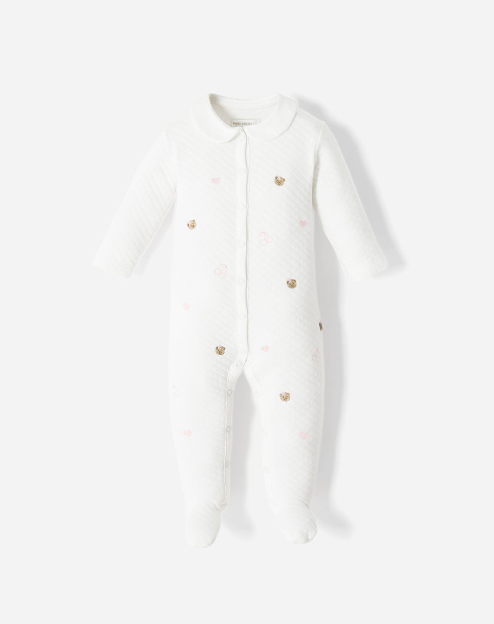 Pijama algodón botones a presión apliques bordados bebé niña