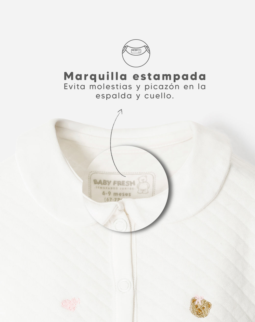 Pijama algodón botones a presión apliques bordados bebé niña