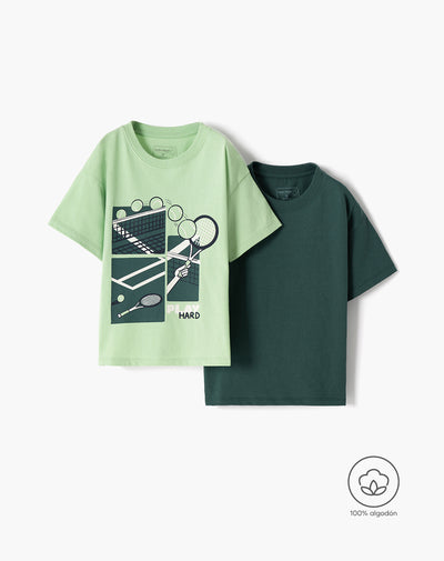 2 camisetas regular fit manga corta surtida
