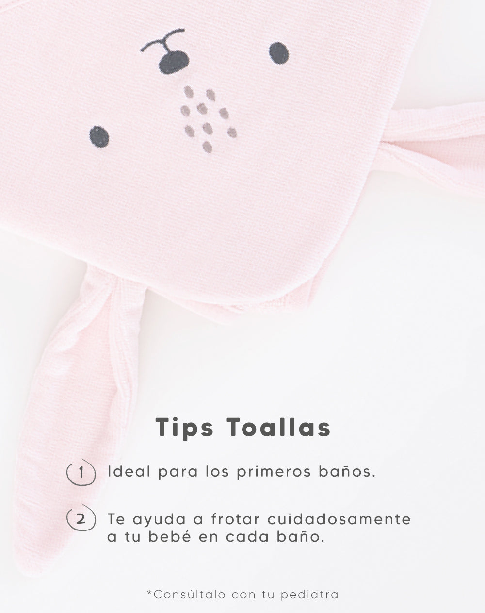 Toalla para bebé algodón rosada