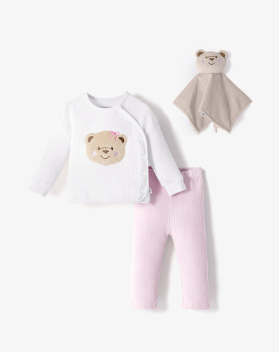 Conjunto + peluche de apego bebé niña