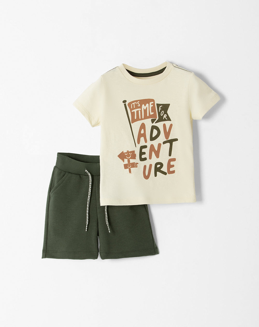 Conjunto pantalon corto manga corta verde militar